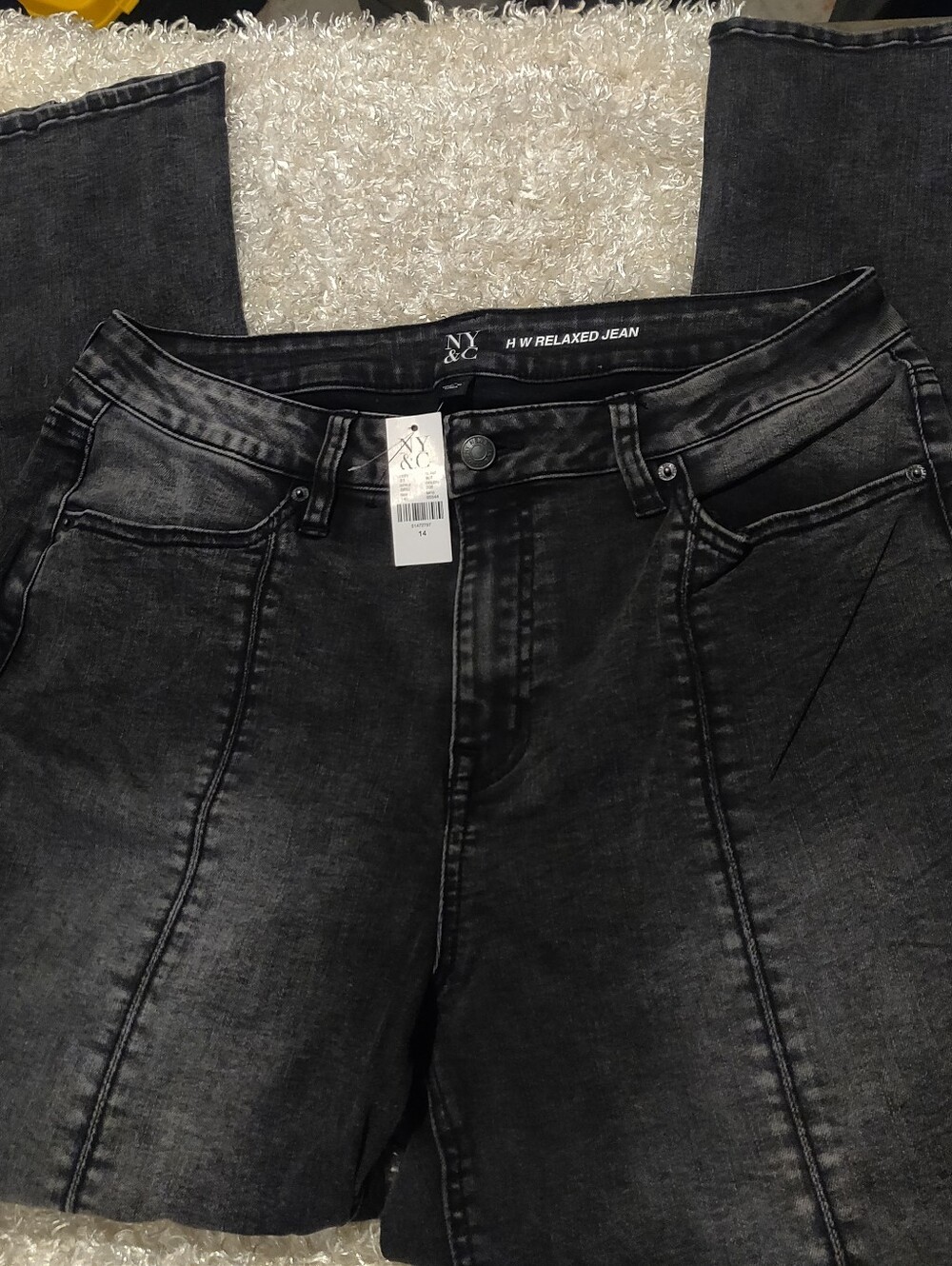 Women's NY&C HW Relaxed JeanHigh-Rise Black Wash Jeans - Picture 6 of 14